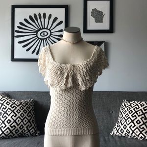 Adorable cream crochet top!